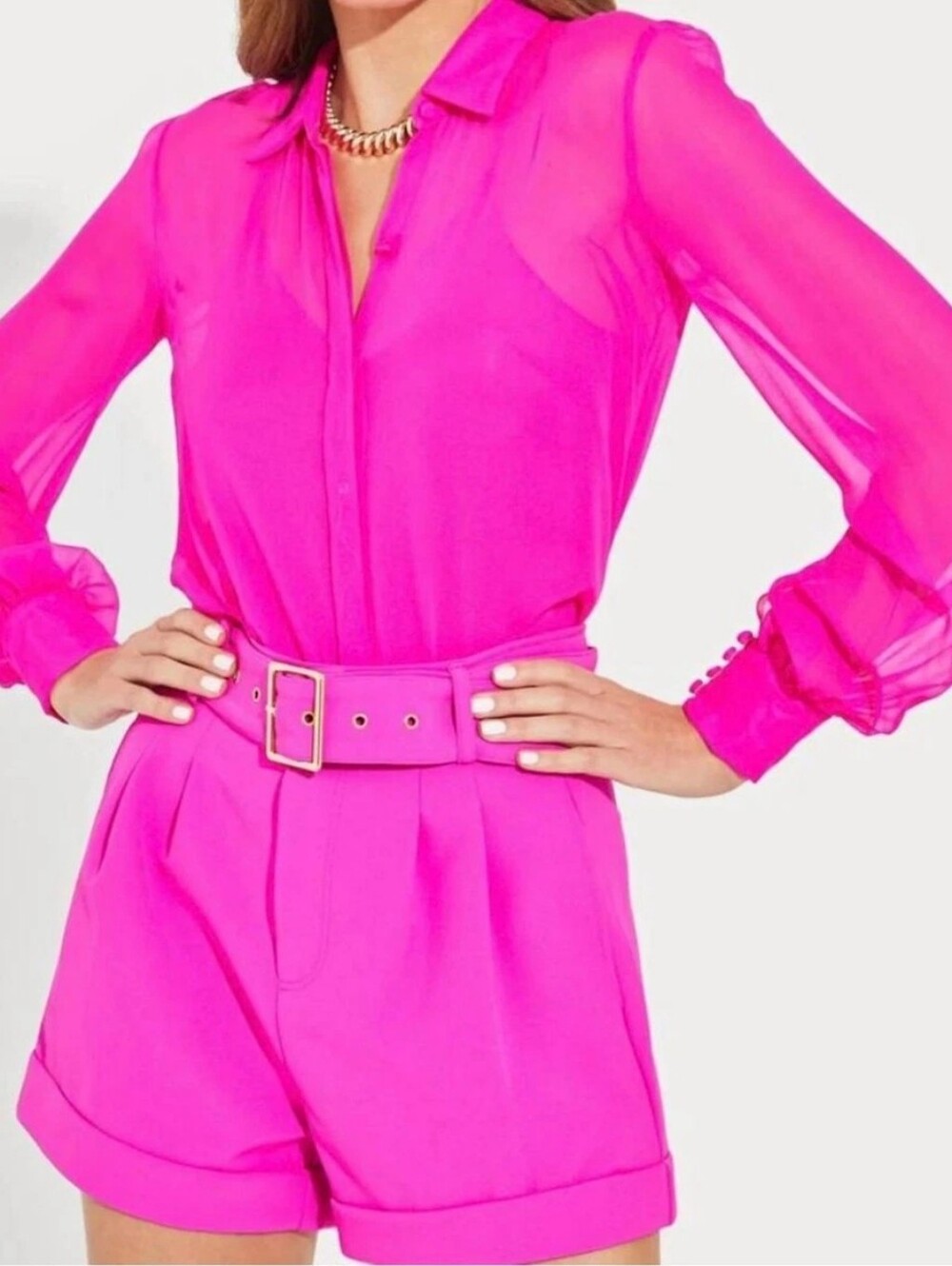 Generation Love Vibrant Pink Silk Blouse NWT